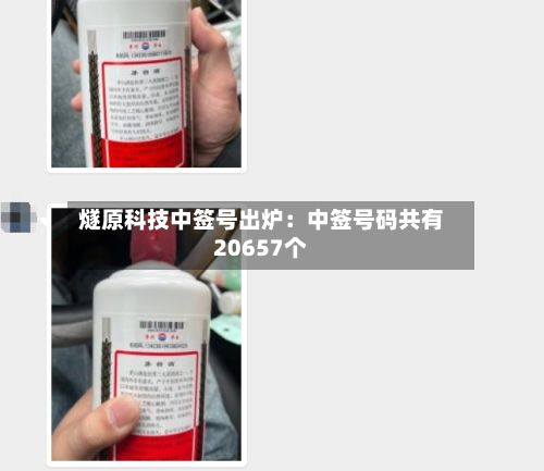 燧原科技中签号出炉：中签号码共有20657个