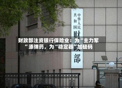 财政部注资银行保险业：为“主力军”添弹药	，为“稳定器	”加砝码-第2张图片