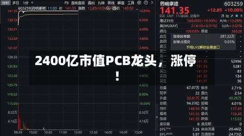 2400亿市值PCB龙头，涨停！