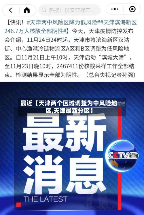 最近【天津两个区域调整为中风险地区,天津最新分区】