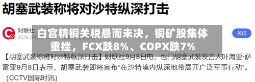 白宫精铜关税悬而未决，铜矿股集体重挫，FCX跌8%、COPX跌7%-第1张图片