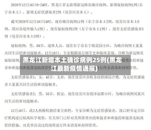 黑龙江新增本土确诊病例25例(黑龙江最新疫情通报)-第2张图片