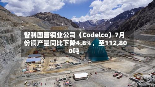 智利国营铜业公司（Codelco）7月份铜产量同比下降4.8%，至112,800吨