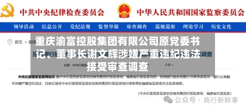 重庆渝富控股集团有限公司原党委书记、董事长谢文辉涉嫌严重违纪违法接受审查调查-第2张图片