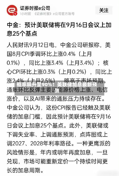 概率飙升至90%!美联储加息最新预测-第2张图片