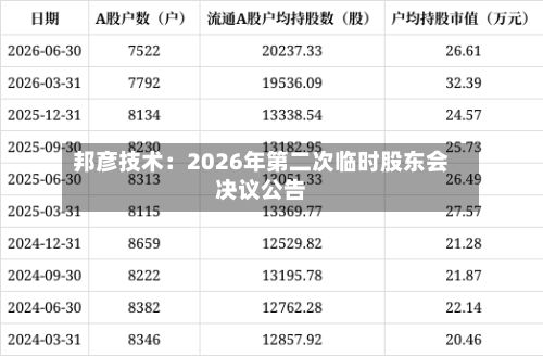 邦彦技术:2026年第二次临时股东会决议公告