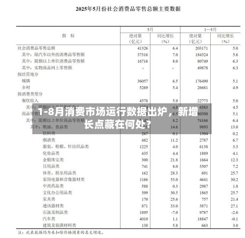 1-8月消费市场运行数据出炉,新增长点藏在何处?